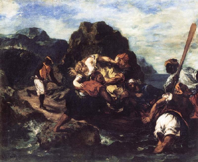 Eugene Delacroix African Priates Abducting a Young Woman oil painting image
